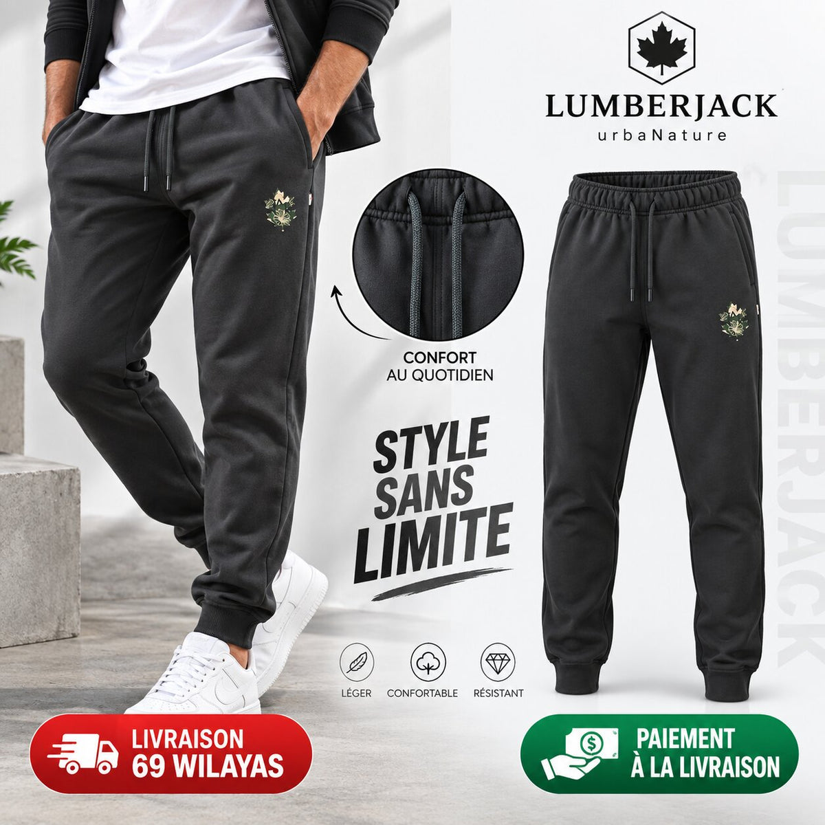 LUMBERJACK Pantalon Jogging — Gris foncé