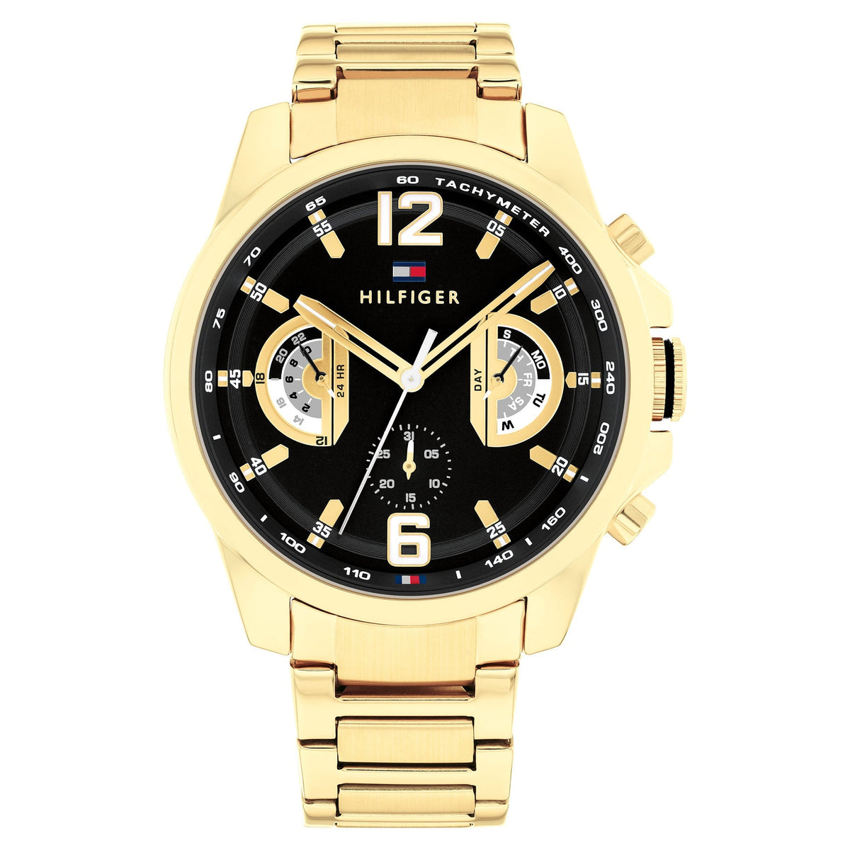 Montre Tommy Hilfiger Gold Steel Black Dial Multi-function