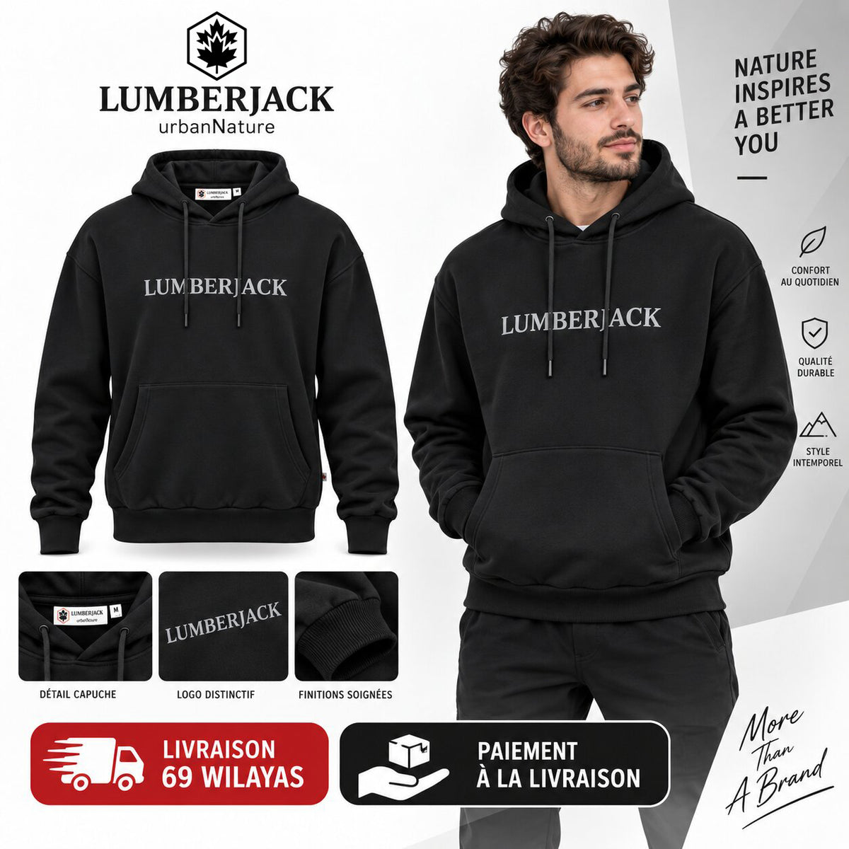 LUMBERJACK Hoodie — Noir