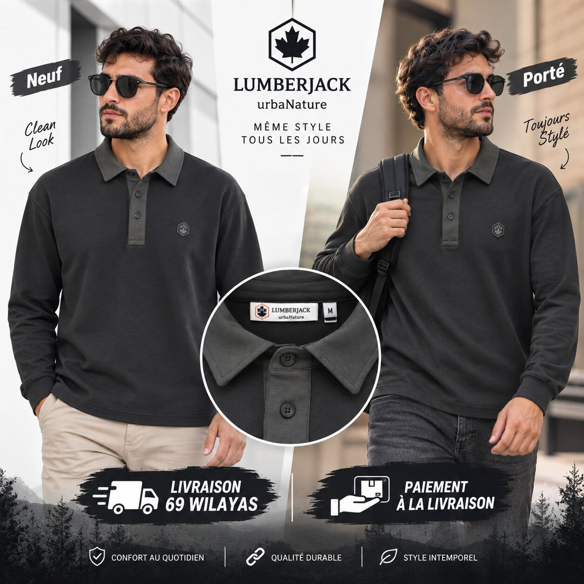 LUMBERJACK Polo ML — Gris