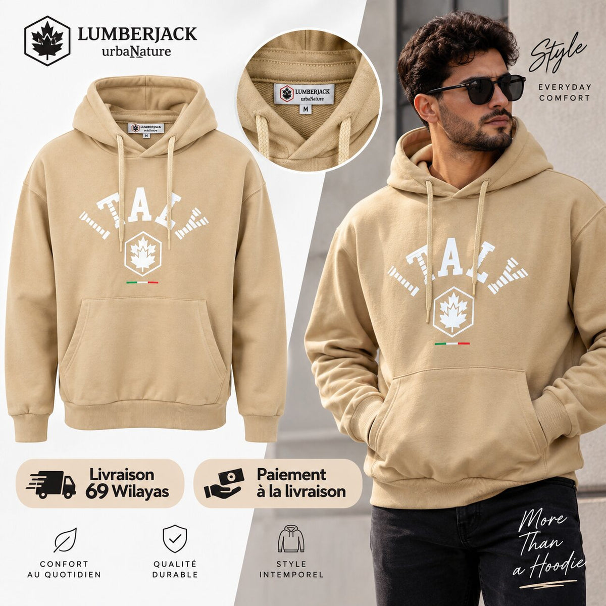 LUMBERJACK Hoodie — Marron clair