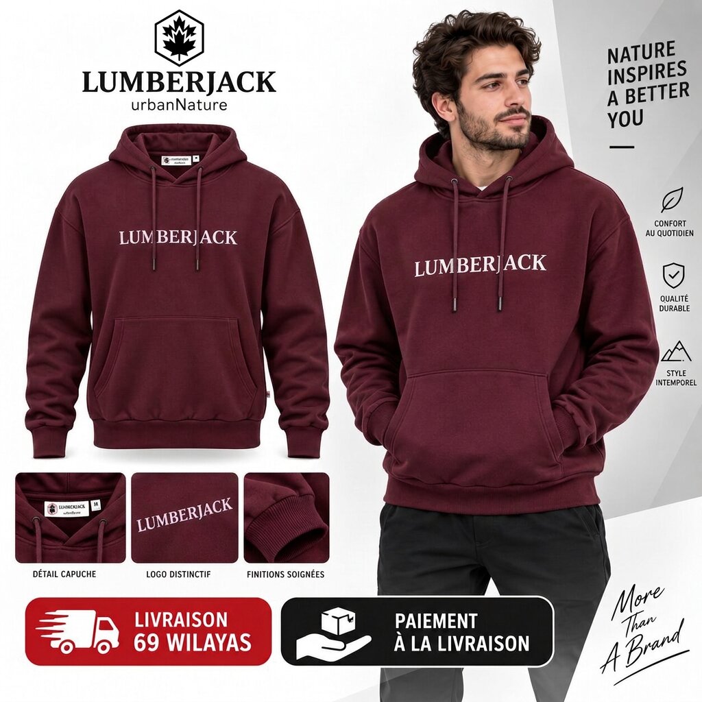 LUMBERJACK Hoodie — Bordeaux